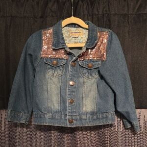 ⚫️Kids Blue Denim Jacket with Sequin Details
